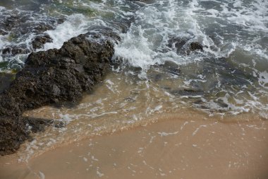 Kayalık okyanus plaj dalgalar ile
