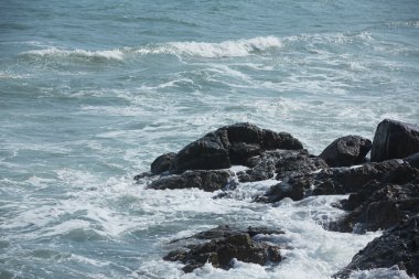Kayalık okyanus plaj dalgalar ile