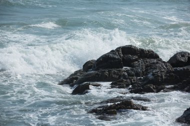 Kayalık okyanus plaj dalgalar ile