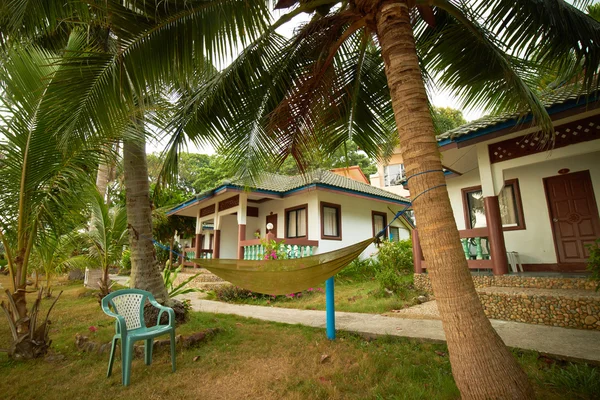 Tempat tidur gantung di bawah pohon palem — Stok Foto