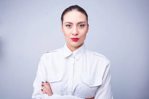 Vrouw in een wit overhemd — Stockfoto