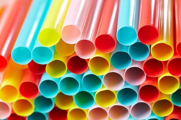 Straws for cocktails closeup
