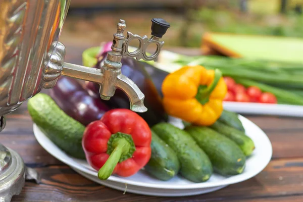 Verduras frescas en un picnic — Foto de Stock