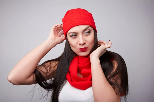 Brunette woman shows thought — Stock Photo, Image