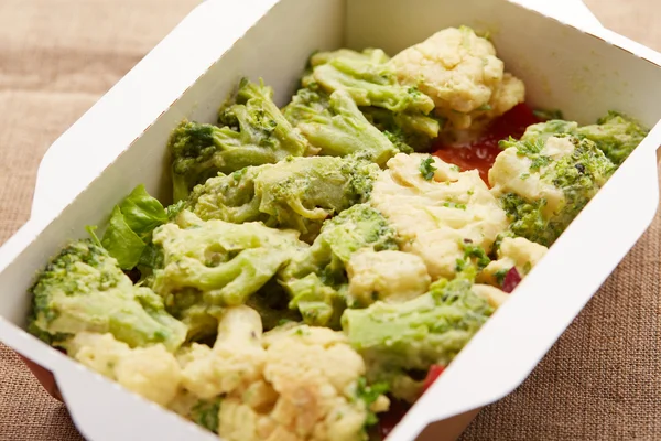 steamed broccoli and cauliflowers