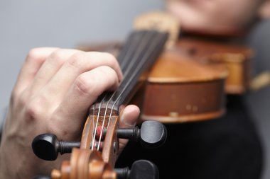 Keman enstrümanı tutan adam