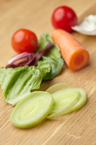 Onion, carrot, tomatoes — Stock Photo, Image