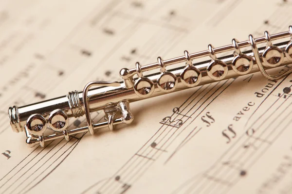 Flauta de notas no fundo — Fotografia de Stock