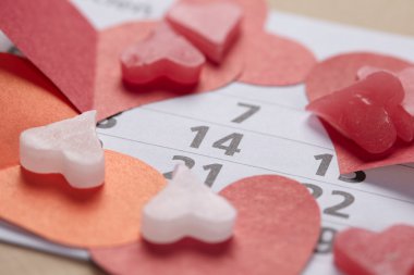 Kalpler Sevgililer günü takvim için