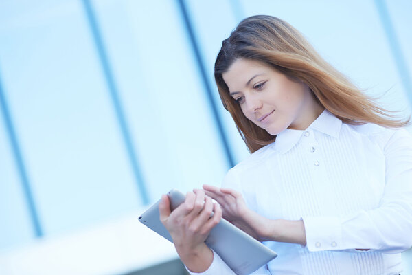 beautiful girl with tablet pc