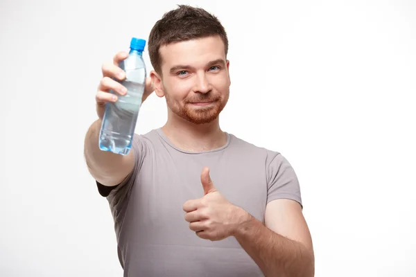 Homme avec bouteille d'eau — Photo