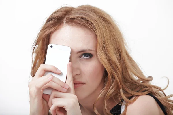 Mulher bonita com telefone — Fotografia de Stock