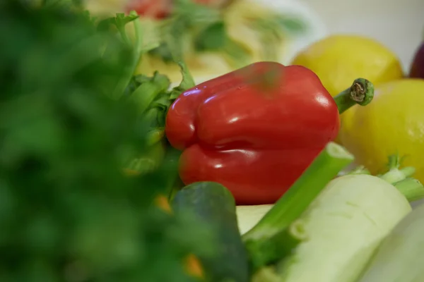 红辣椒、 蔬菜、 水果 — 图库照片