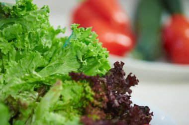 Marul yaprakları plaka üzerinde