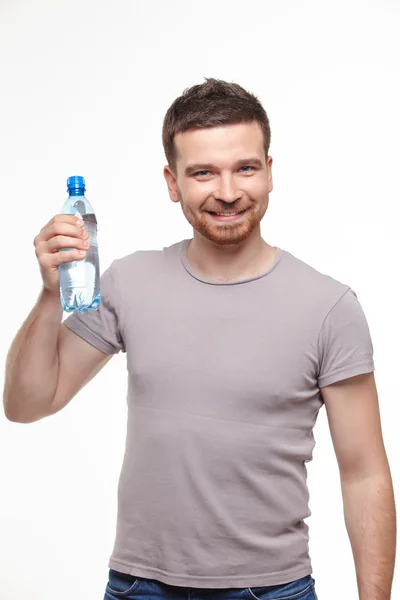 Homme avec bouteille d'eau — Photo