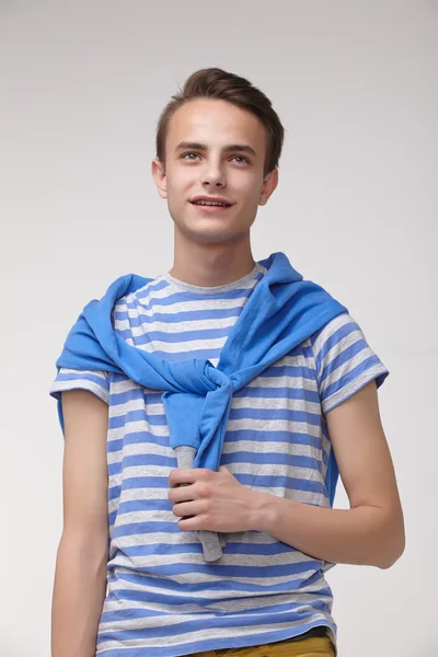 Guy in blue striped t-shirt — Stock Photo, Image