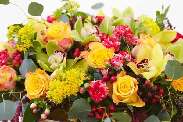 Bouquet of red, yellow, white flowers — Stock Photo, Image