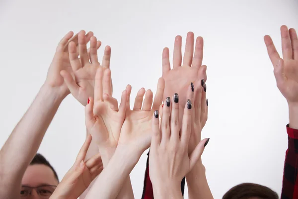 stock image hands reaching up