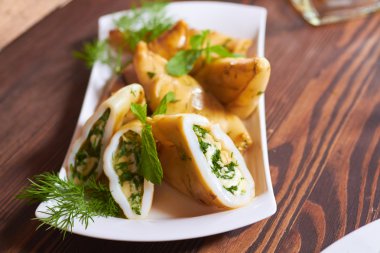 Yangın dolması kalamar kavrulmuş