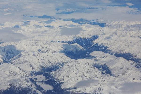 view from plane to mountains