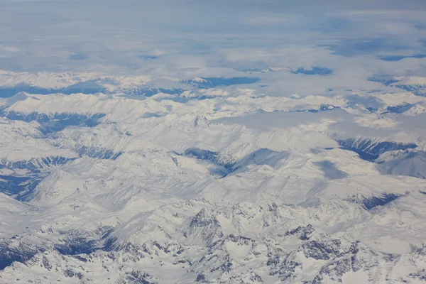 view from plane to mountains