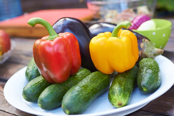 Pimientos, berenjenas, pepinos — Foto de Stock