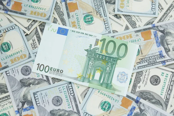 Dollars en euro geld — Stockfoto