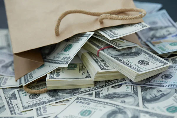 Money out of  paper bag — Stock Photo, Image