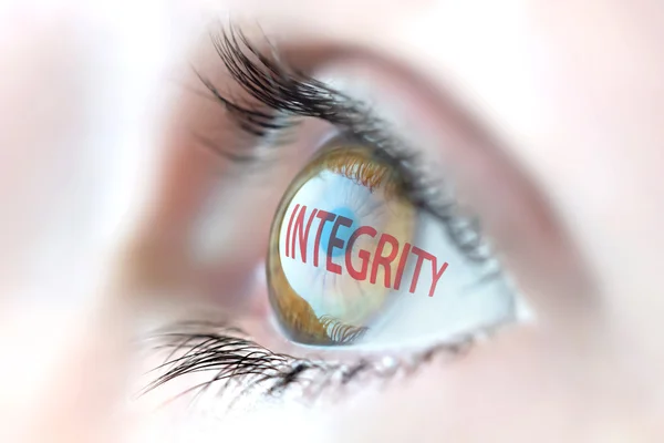 Integriteit reflectie in oog. — Stockfoto