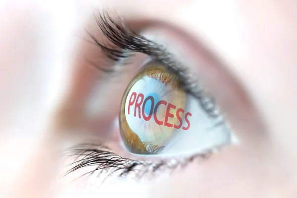 Process reflection in eye. — Stock Photo, Image