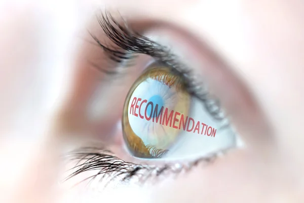 Recommendation reflection in eye. — Stock Photo, Image