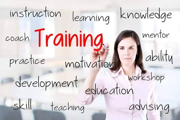 Young business woman writing training concept. — Stock Photo, Image