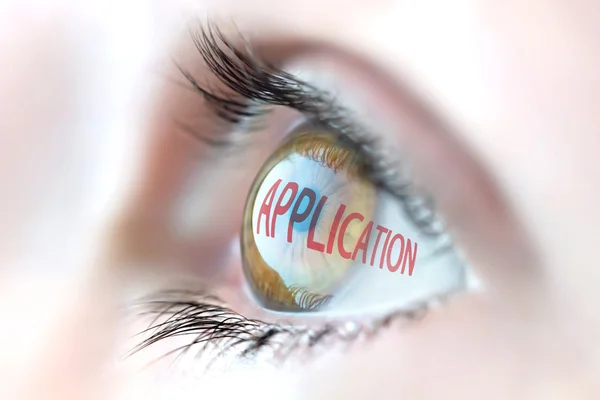 Application reflection in eye. — Stock Photo, Image