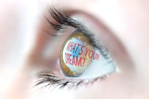 What's Your Dream? reflection in eye. — Stock Photo, Image