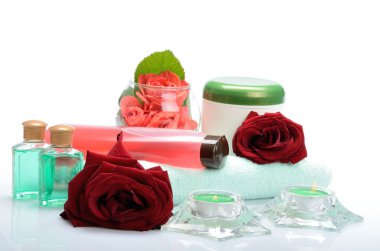 Öğeleri vücut bakımı, spa hamamı, sauna ve çiçekler