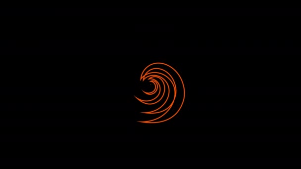 橙色图形物体 放置在以同心波重复和扩展的中心 同时它顺时针旋转并增加尺寸 然后继续产生效果 — 图库视频影像