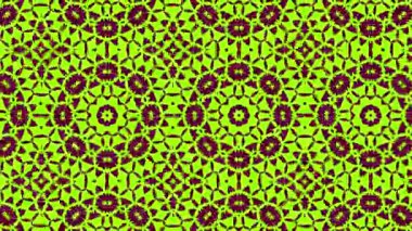 Kaleydoskop animasyonu, psikedelik ve hipnotik etkisi olan renkli grafik desen, renk değiştirip sola kayıyor, video kompozisyonları için uygun..