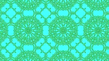 Kaleydoskop animasyonu, psikedelik ve hipnotik etkisi olan renkli grafik desen, renk değiştirip sola kayıyor, video kompozisyonları için uygun..