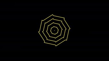 Video animation of Illuminating #F5DF4D color object, positioned in the center that duplicates and expands in concentric waves as it increases in size, generating hypnotic and psychedelic effect.