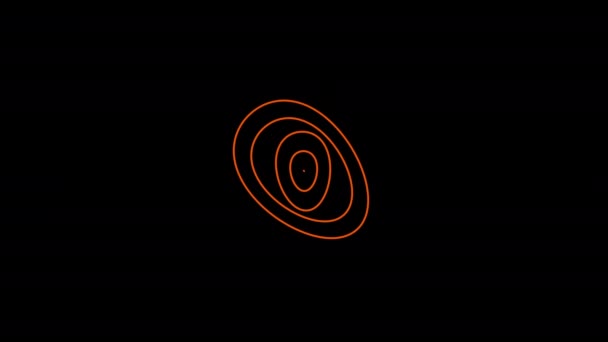 Помаранчевий Графічний Єкт Розміщений Центрі Який Дублює Розширює Концентричні Хвилі — стокове відео