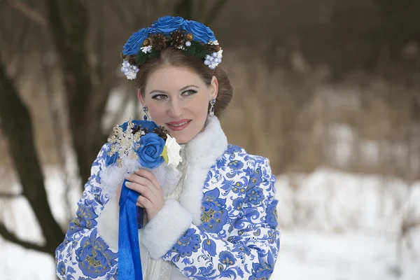 Dívka s květinami na den svatého Valentýna — Stock fotografie