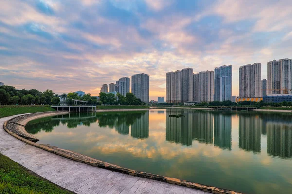 Cityscape Hanoj Panorama Thanh Xuan Parku Během Západu Slunce Městě — Stock fotografie