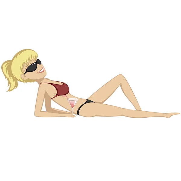 Sunbathing girl (horário de verão ) — Vetor de Stock