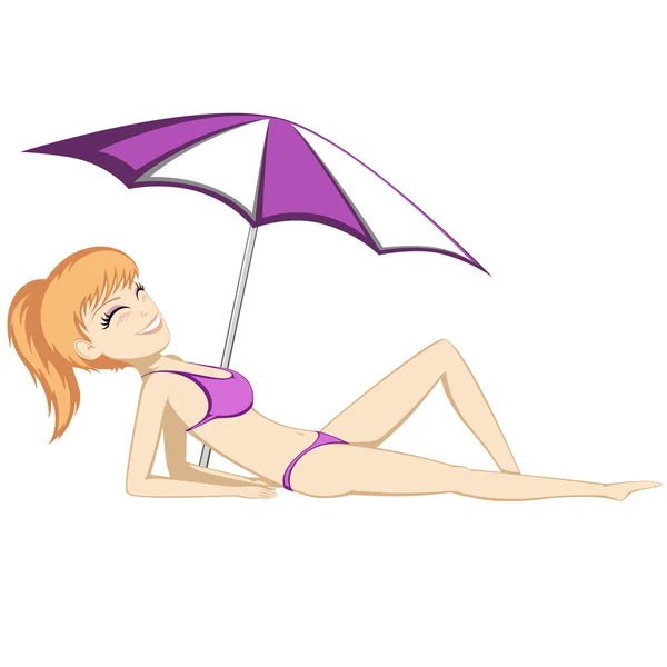 Chica tomando el sol (verano) ) — Vector de stock