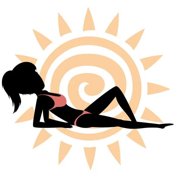 Sunbathing girl vector illustration — Stock Vector