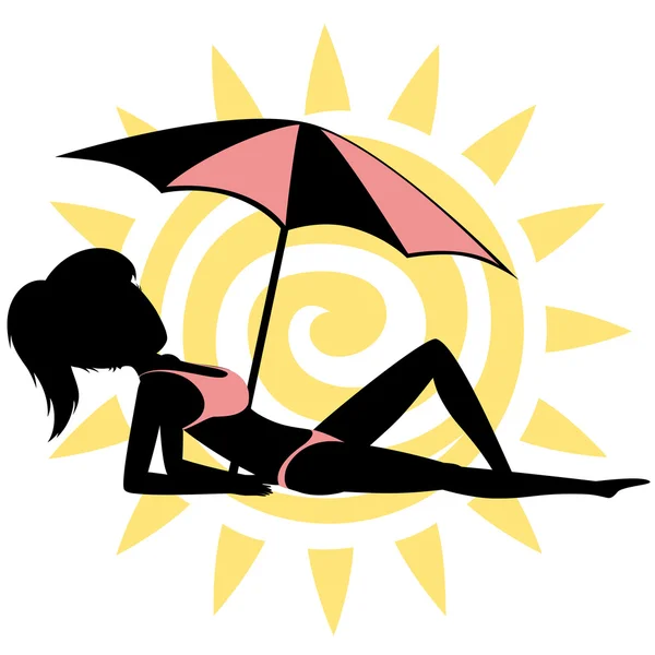 Illustration vectorielle fille de bain de soleil — Image vectorielle