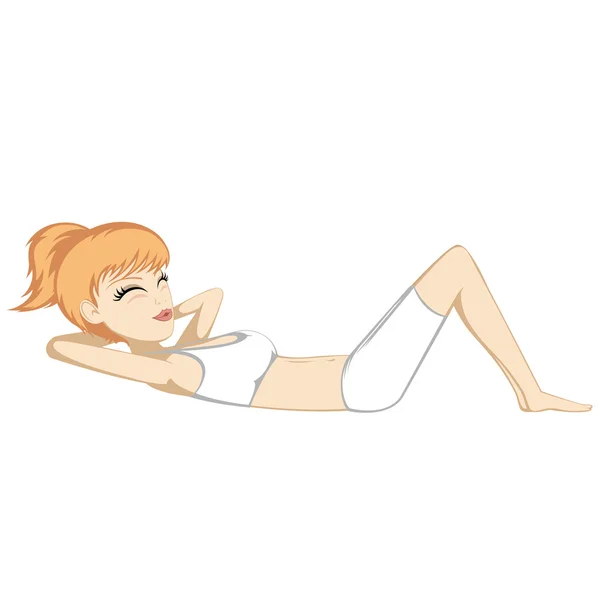 Chica de entrenamiento haciendo abdominales — Vector de stock