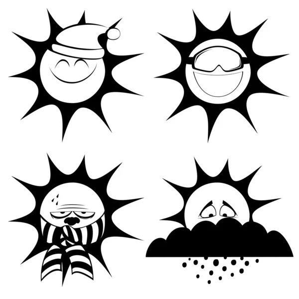 Mascottes soleil hiver — Image vectorielle