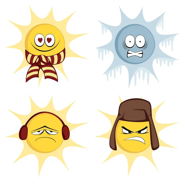 Mascotes de sol de inverno — Vetor de Stock