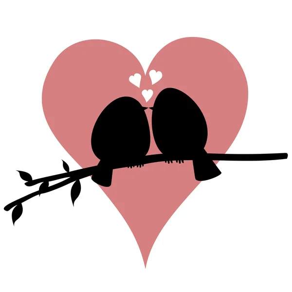 Całowanie birdie na gałęzi — Wektor stockowy